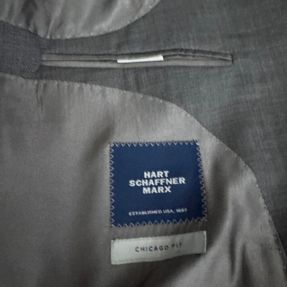 Hart Schaffner Marx Sport Coat Mens 54R Gray Solid Wool Chicago Fit Blazer